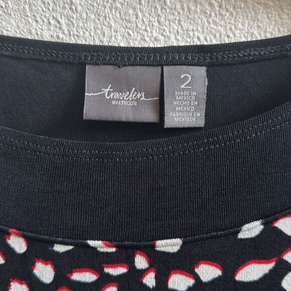 Chico’s Travelers Tossed Dots Block Tunic Top - Picture 3 of 4